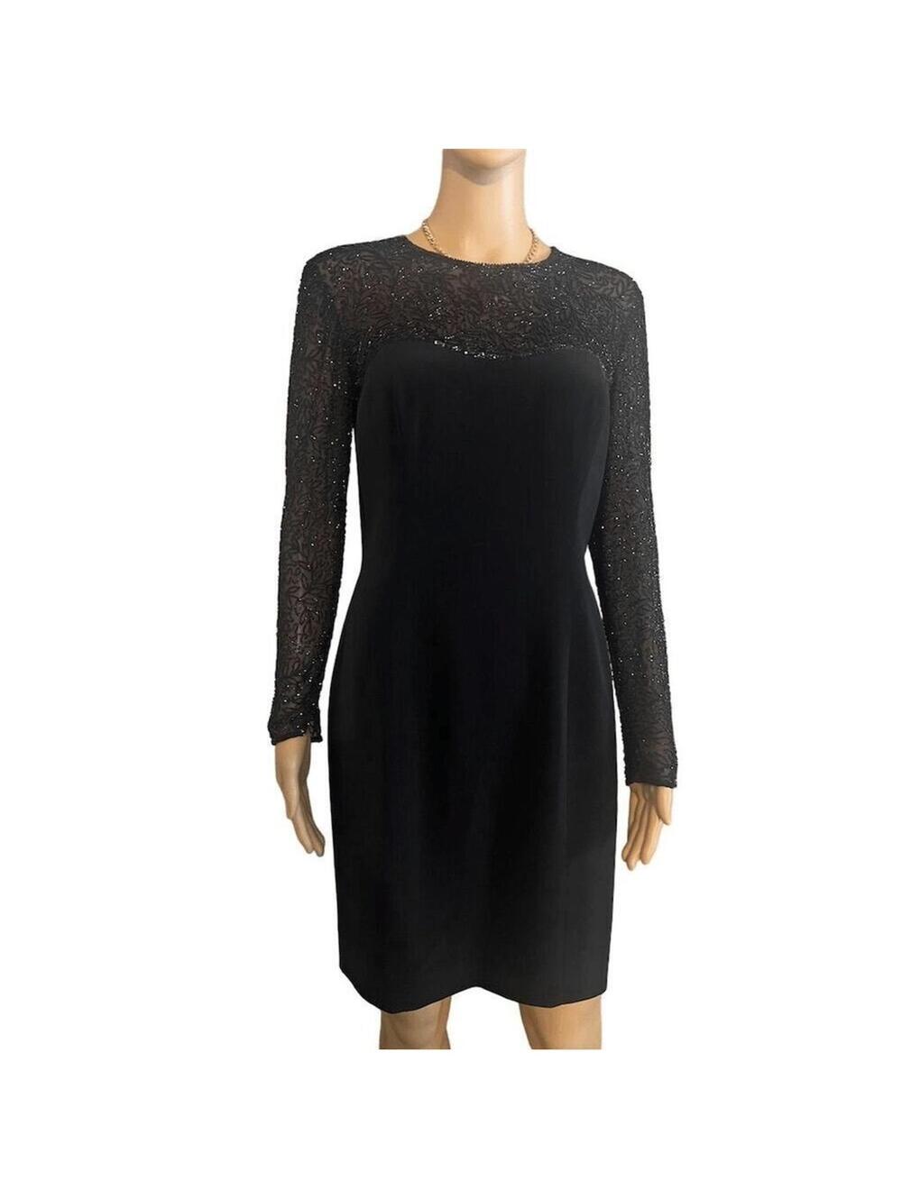 Vintage Oleg Cassini Petite Black Cocktail Dress 8